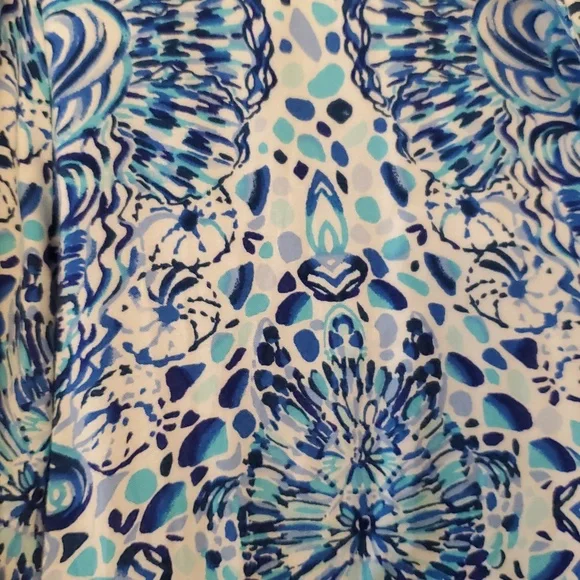 Lilly Pulitzer Lilith Tunic Button Dress In Blue And Aqua Pattern Size XL - Picture 3 of 12